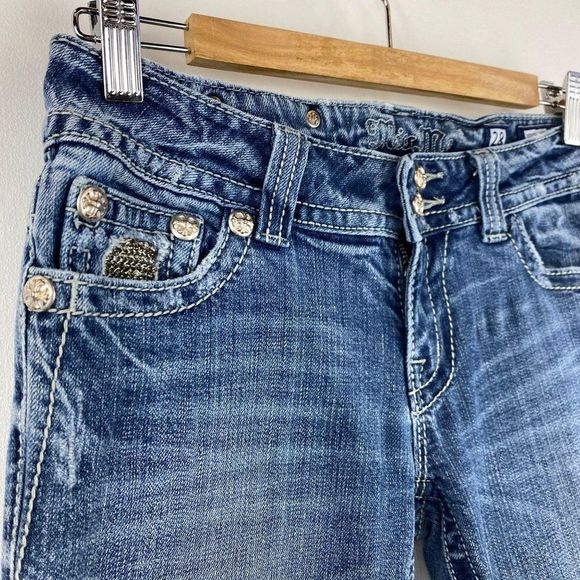 MISS ME Stone Embellished Low Rise Bootcut Jeans - Picture 2 of 6